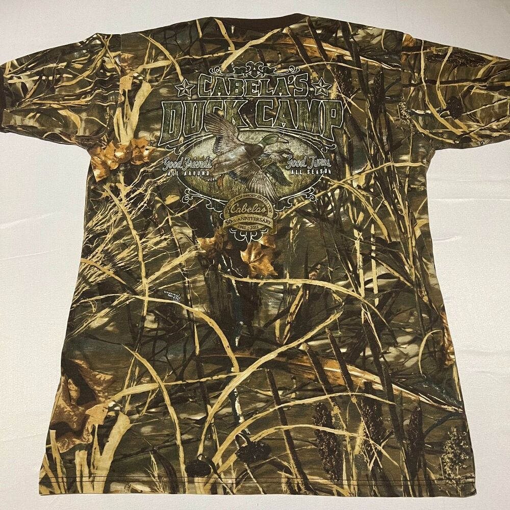 Cabela's Duck Camp Mossy Oak Camo T-Shirt Adult L Hunting Outdoors